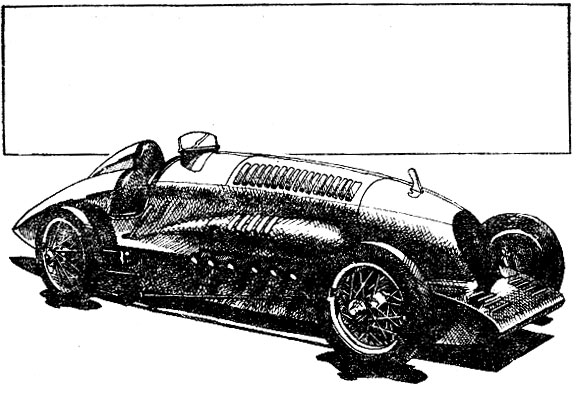 Первая 'Синяя птица', созданная Малькольмом Кэмпбеллом и достигшая в феврале 1927 года скорости 281,434 км/ч. па автомобиле установлен авиационный мотор 'Непир-Лайон' объемом 22 л, развивавший 450-500 л. с. Коробка передач трехступенчатая планетарная. Длина машины 4570 мм. Масса без заправки около 3000 кг