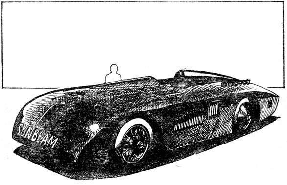 Гигантский тысячесильный 'Санбим' по прозвищу 'Улитка', или 'Таинственный С', На нем 29 марта 1927 года Генри С иг ре в впервые переступил рубеж скорости 300 км/ч, достигнув почти 328 км/ч. На автомобиле спереди и сзади установлены два двигателя с общим рабочим объемом около 50 л. Коробка передач трехступенчатая. Привод через цепные передачи на заднюю ось. База автомобиля 3581 мм. Длина 6100 мм. Собственная масса 3860 кг. Машина хранится в Британском национальном автомобильном музее