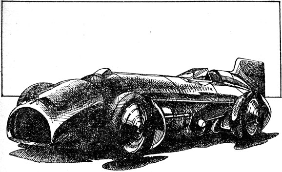 Третья 'Синяя птица' М. Кэмпбелла мощностью 1450- 1500 л. с. На ней конструктор и гонщик Кэмпбелл дважды - в 1931 а 1932 годах - устанавливал абсолютные рекорды скорости, впервые преодолев очередной рубеж - 400 км/ч, достигнув в феврале 1932 года 408,714 км/ч. На машине применен авиационный 12-цилиндровый двигатель 'Непир-Лайон' объемом 24 л с турбонаддувом. Коробка передач трехступенчатая. База автомобиля 3720 мм. Длина 7600 мм. Масса 3600 кг