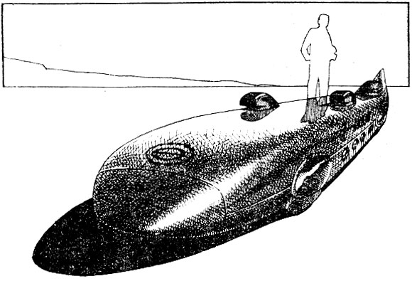 Последний рекордный автомобиль с поршневым двигателем - американский 'Золотой стержень'. 12 ноября 1965 года Боб Саммерс установил на нем скорость 658,649 км/ч. По сравнению с реактивными машинами достижение скромное. Автомобиль отличается большой длиной и малой лобовой поверхностью - 0,8 м><sup>2</sup>. На нем вдоль установлены 4 автомобильных двигателя общим объемом 28 л и мощностью 2400 л, с. Привод всех колес через сцепления и четырехступенчатые коробки передач. Подвеска всех колес независимая. База автомобиля 5250 мм. Длина 9760 мм, ширина 1220 мм, высота по кузову 710 мм. Передняя колея 915 мм, задняя 610 мм. Масса 2720 кг